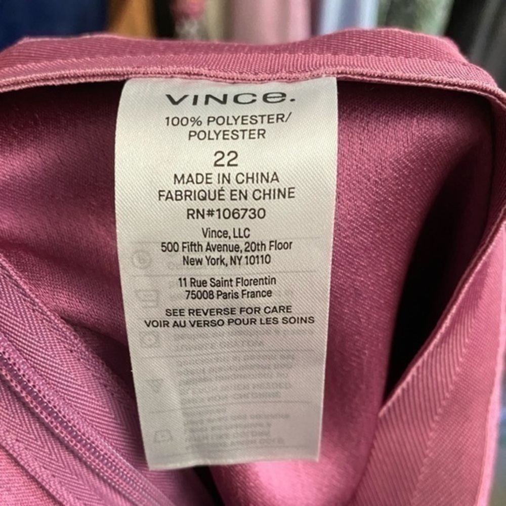 Vince Womens Magenta Satin Wide Leg Trousers High Rise Dress Pants‎ Size 22 NEW - Picture 7 of 8